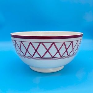 Vintage British Anchor Red Cottage Criss Cross Footed Mixing Serving Bowl 8”